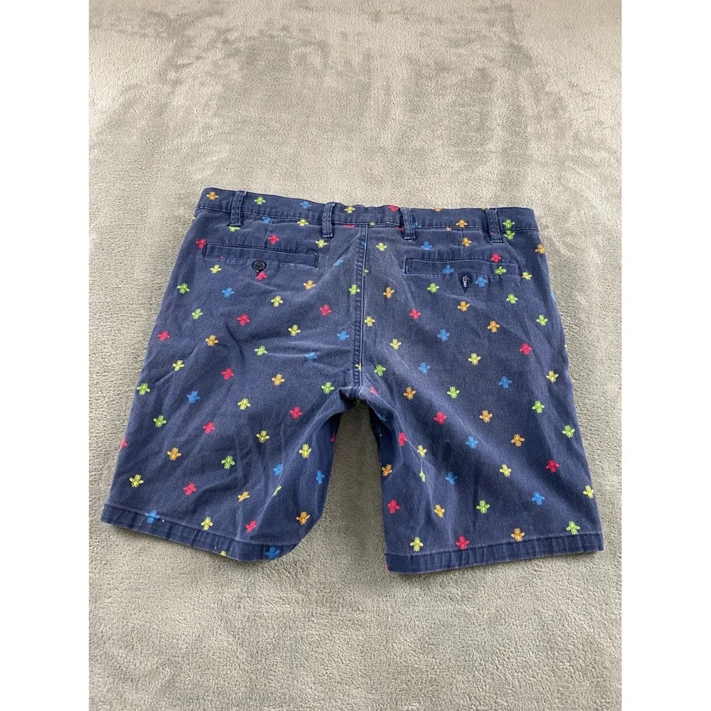Raw Yarn Industries Mens Navy Blue Multi Color Embroidered Bee Shorts Size 34